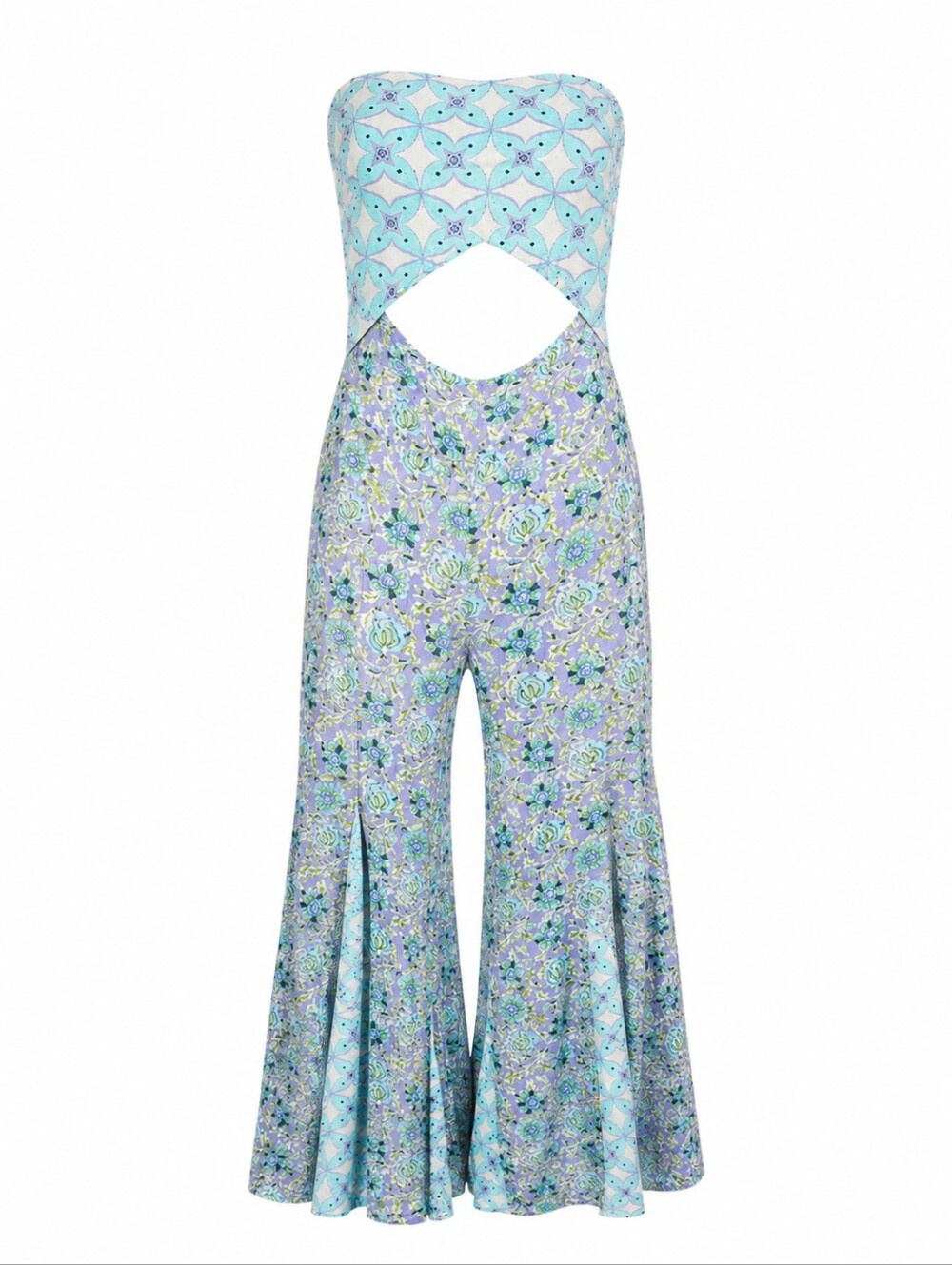 Free People Juliet Cutouts Strapless Wide Leg Jumpsuit Lavender/Purple Floral